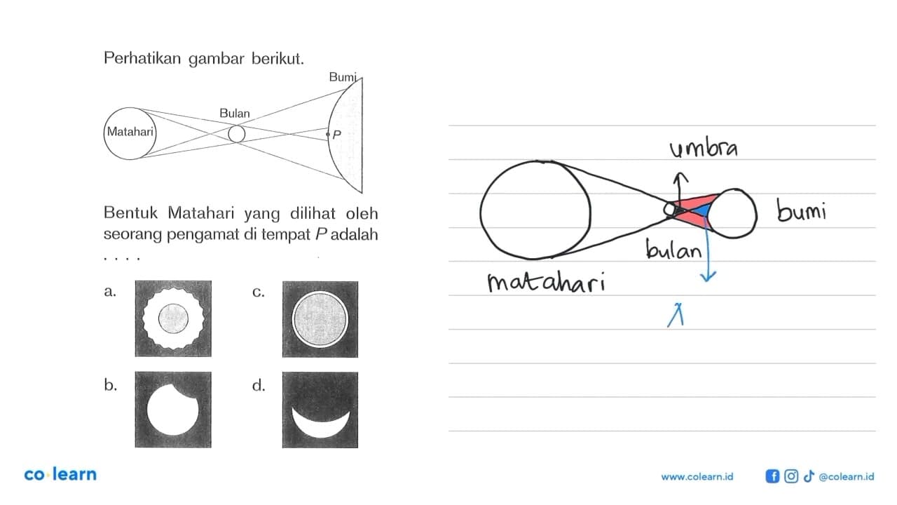 Matahari Bulan Bumi P Perhatikan gambar berikut.Bentuk