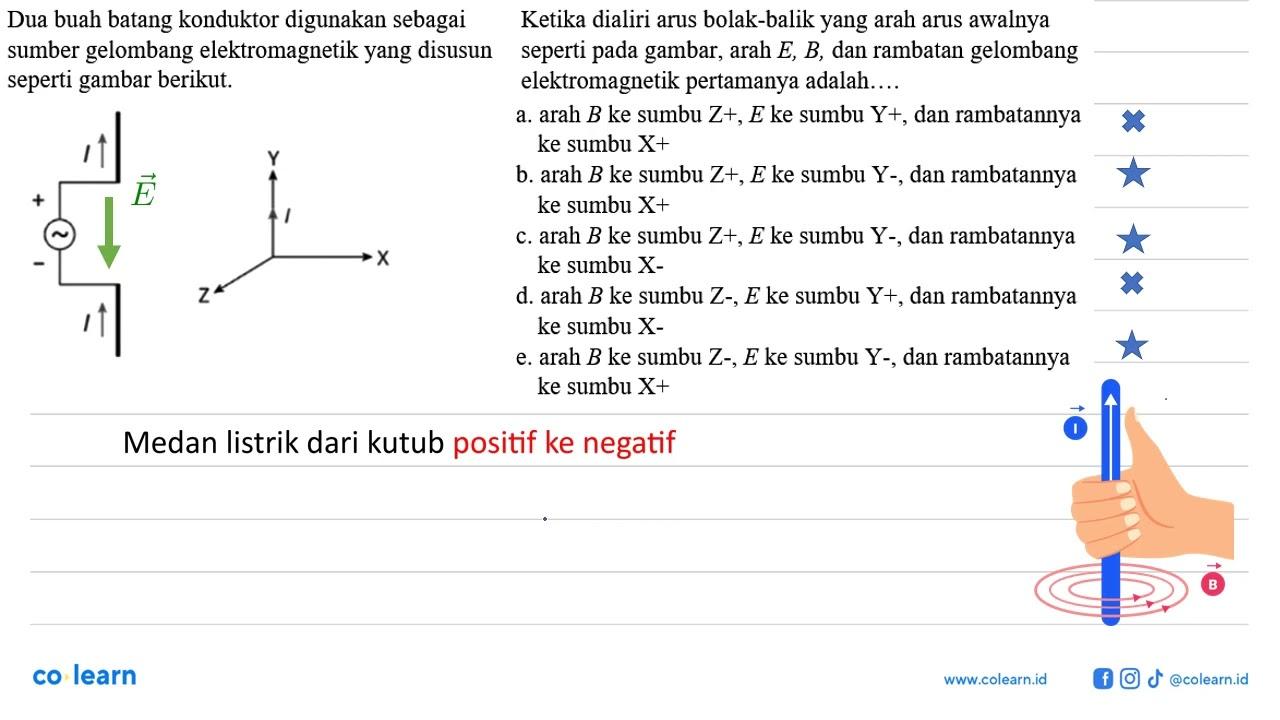 Dua buah batang konduktor digunakan sebagai sumber