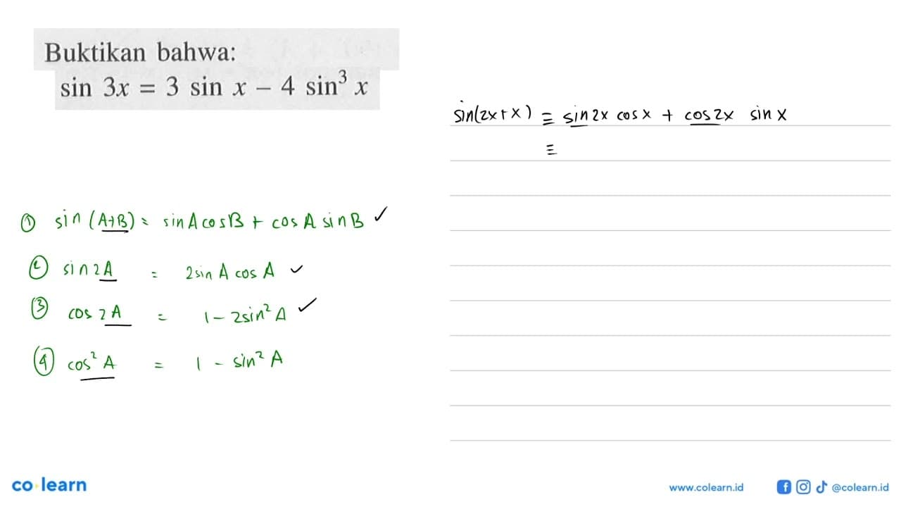 Buktikan bahwa: sin 3x=3 sin x-4sin^3 x