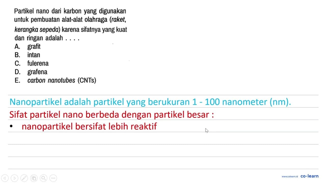 Partikel nano dari karbon yang digunakan untuk pembuatan