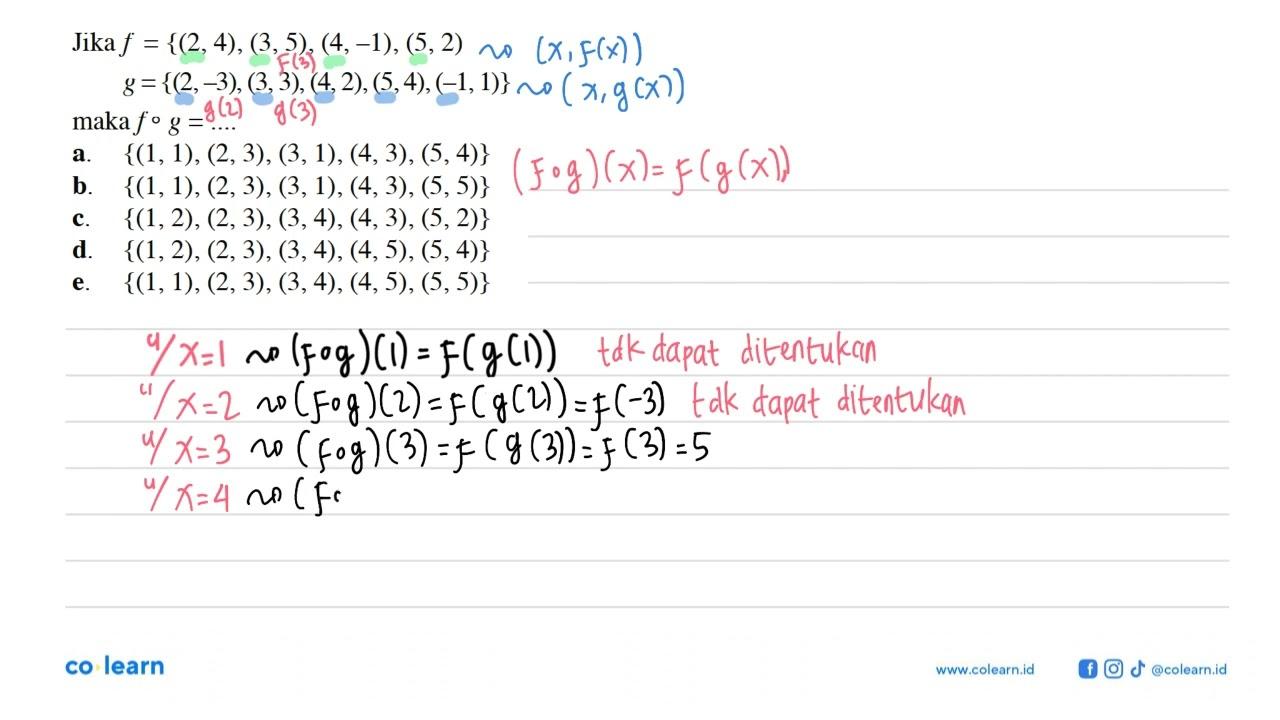 Jika f={(2,4),(3,5),(4,-1),(5,2)