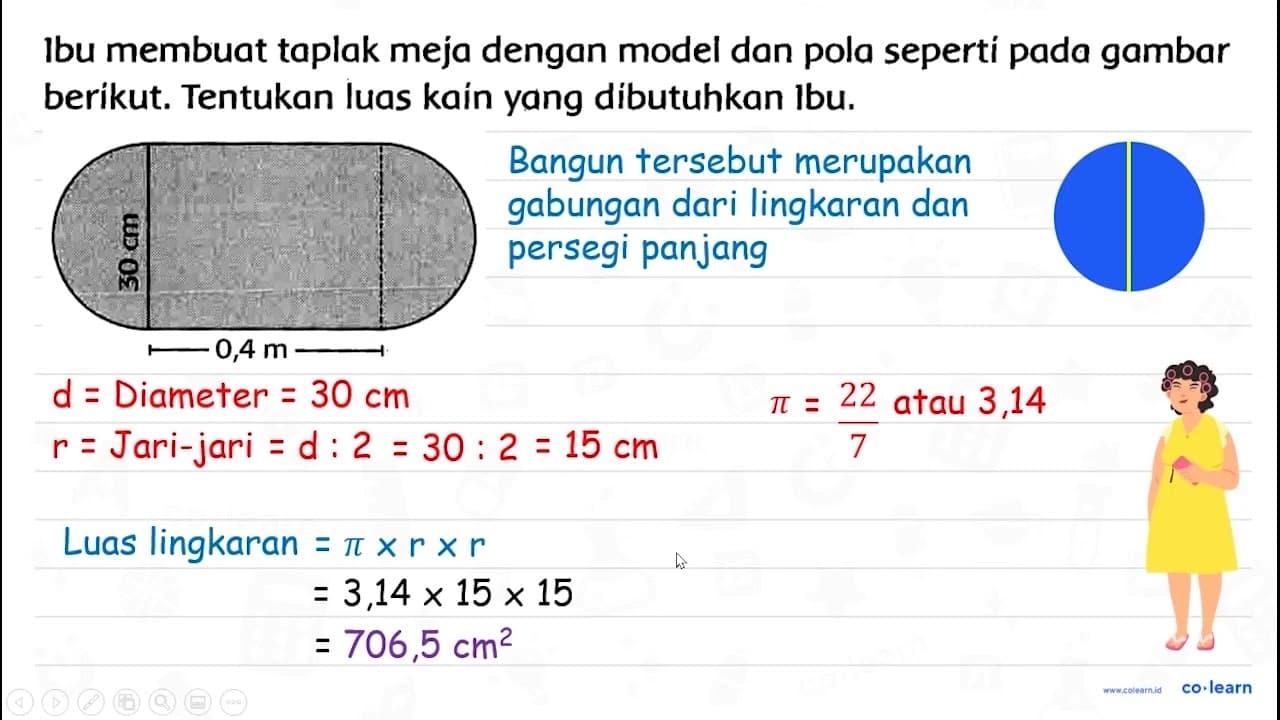 Ibu membuat taplak meja dengan model dan pola seperti pada