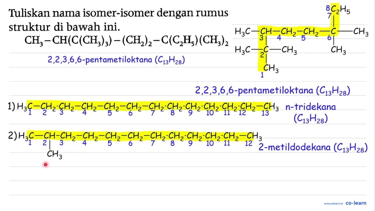 Tuliskan nama isomer-isomer dengan rumus struktur di bawah