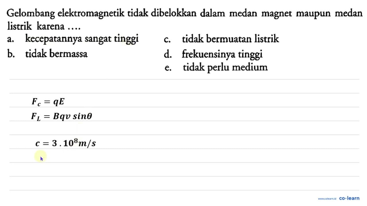 Gelombang elektromagnetik tidak dibelokkan dalam medan