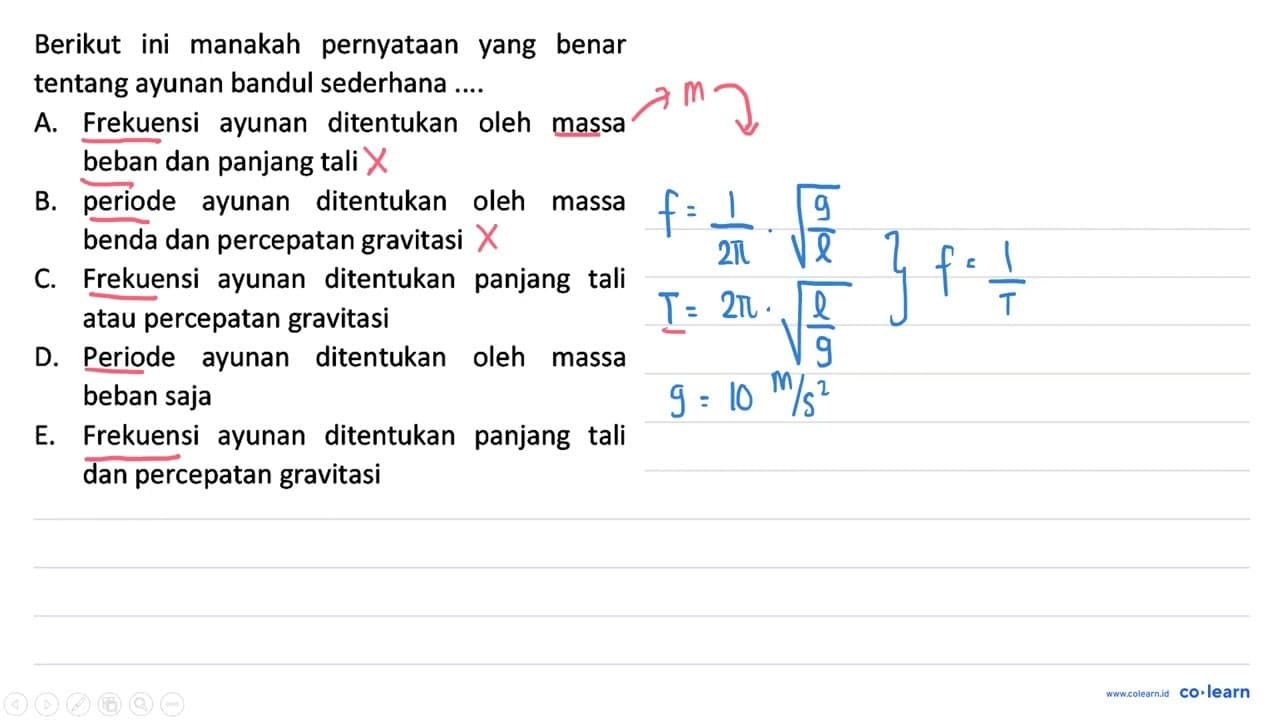 Berikut ini manakah pernyataan yang benar tentang ayunan