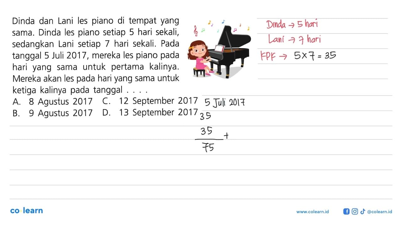 Dinda dan Lani les piano di tempat yang sama. Dinda les