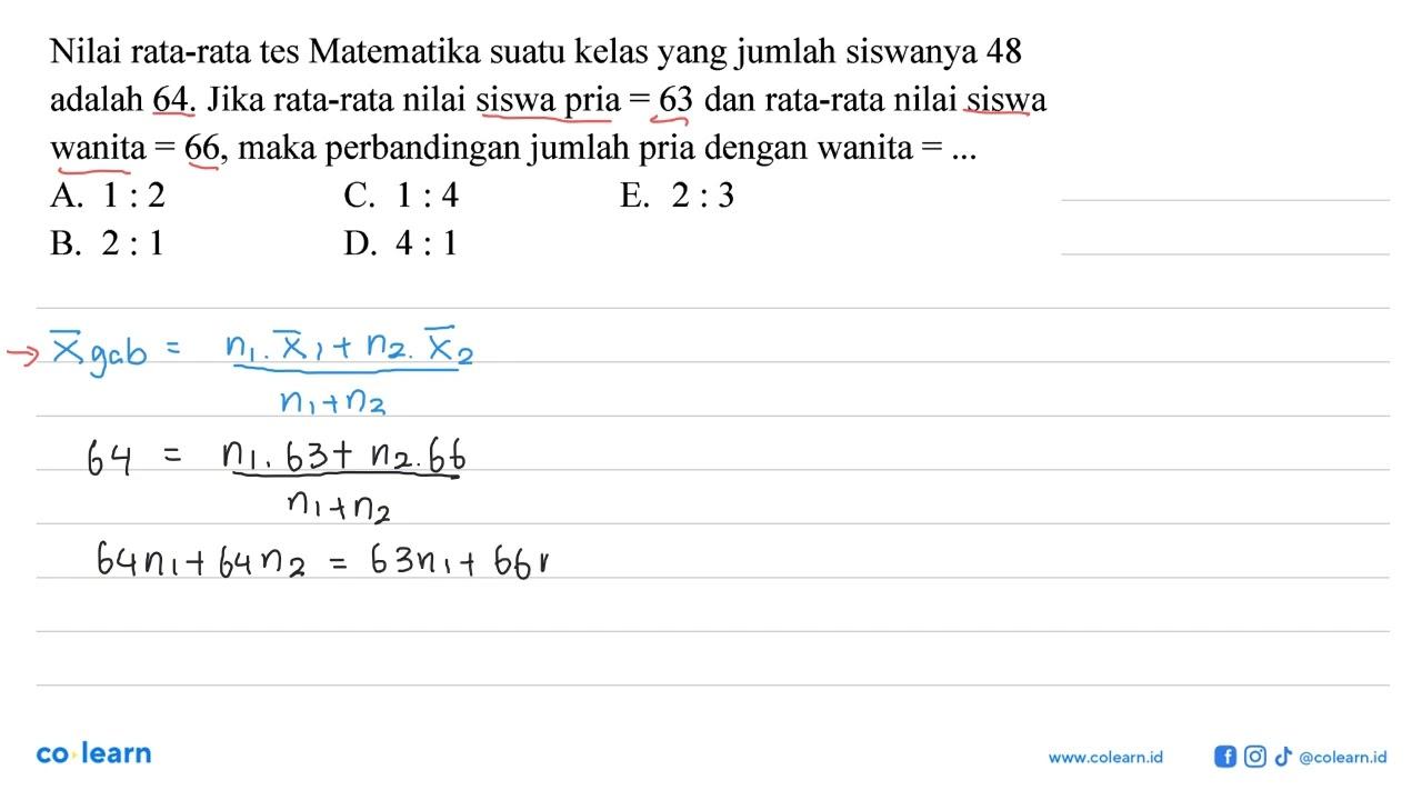 Nilai rata-rata tes Matematika suatu kelas yang jumlah