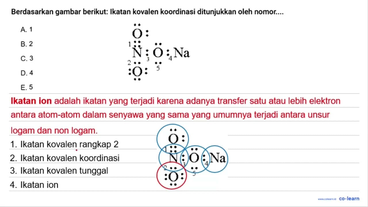 Berdasarkan gambar berikut: Ikatan kovalen koordinasi