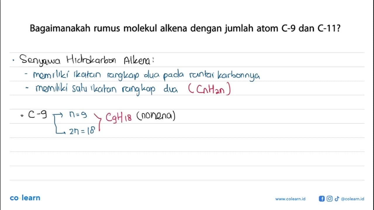 Bagaimanakah rumus molekul alkena dengan jumlah atom C-9