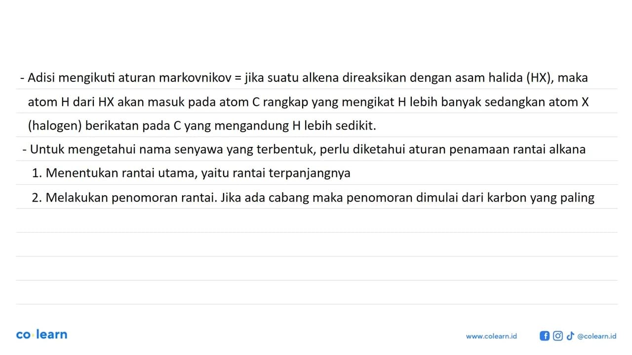 Hasil reaksi yang dominan dari 2-metil-2-butena dengan HCl