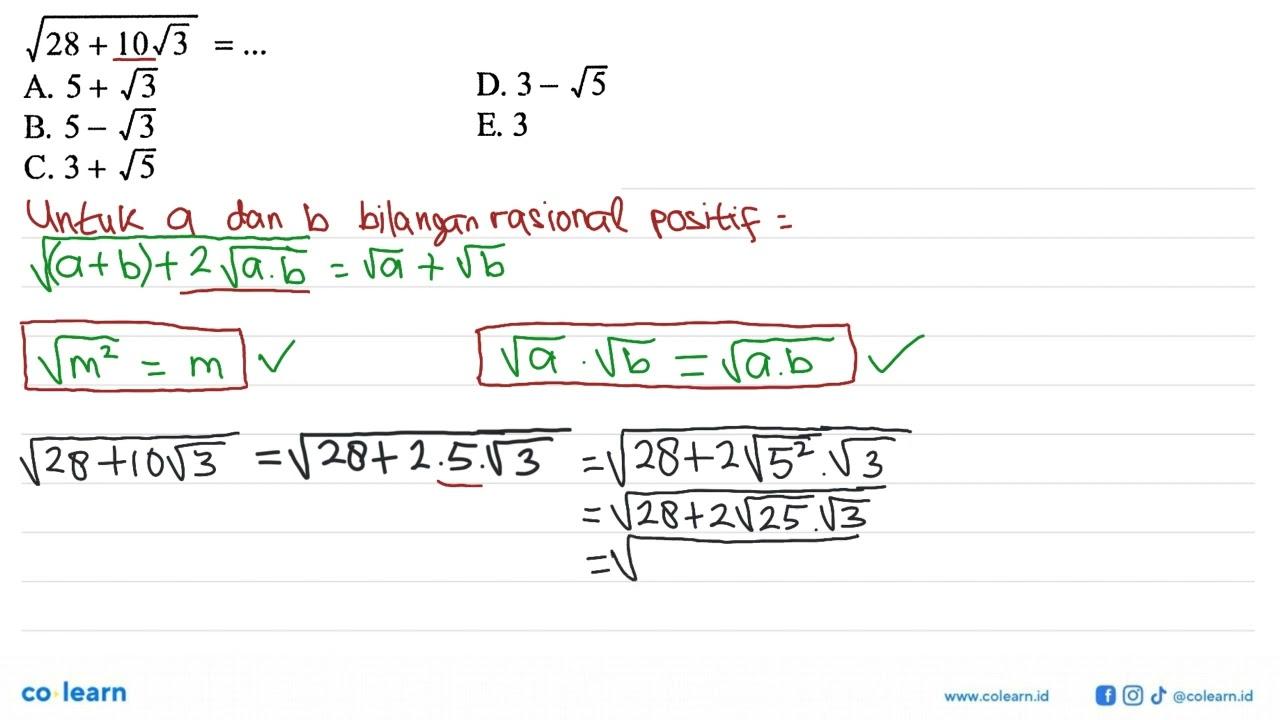 akar(28)+10akar(3)=...
