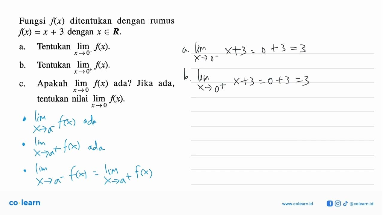 Fungsi f(x) ditentukan dengan rumus f(x)=x+3 dengan x e R.