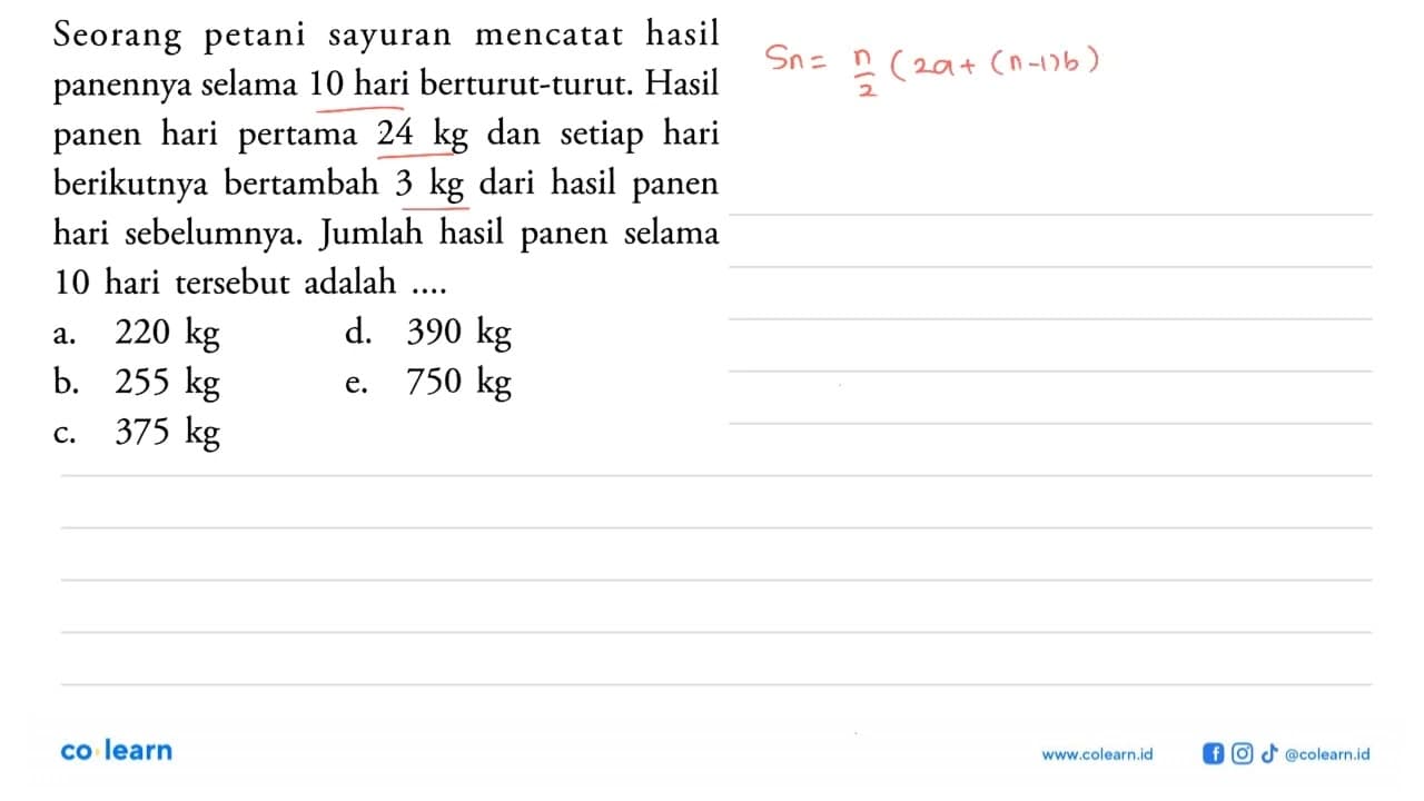 Seorang petani sayuran mencatat hasil panennya selama 10