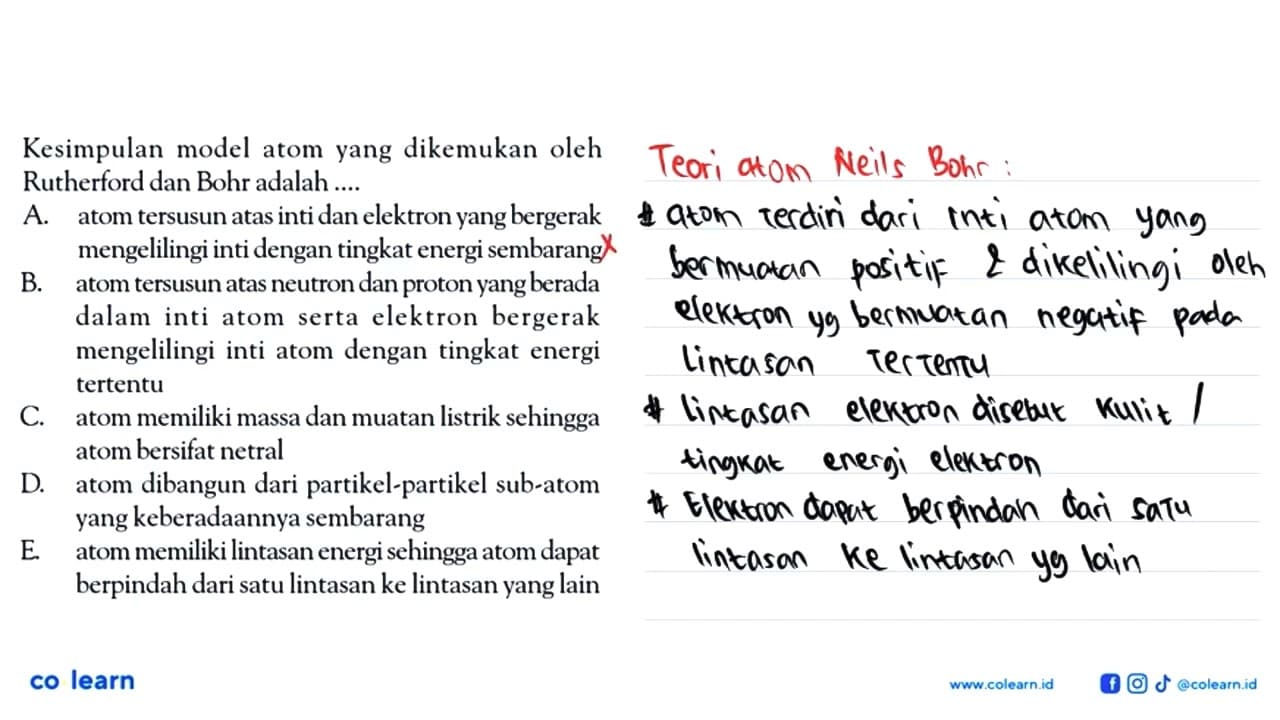 Kesimpulan model atom yang dikemukan oleh Rutherford dan