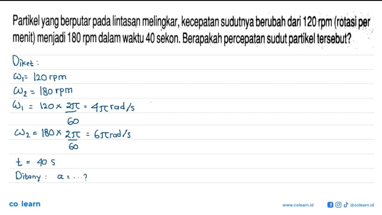 Partikel yang berputar pada lintasan melingkar, kecepatan