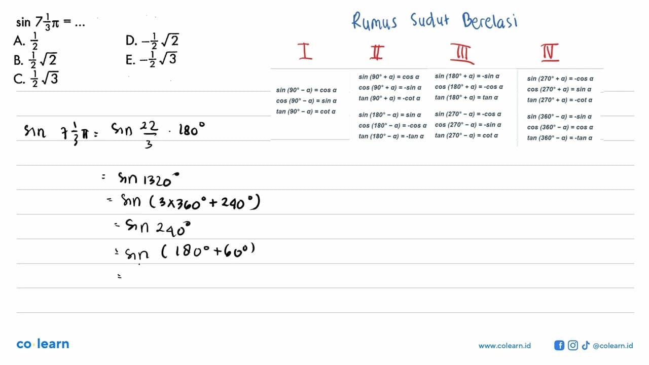 sin (7 1/3 pi)=...