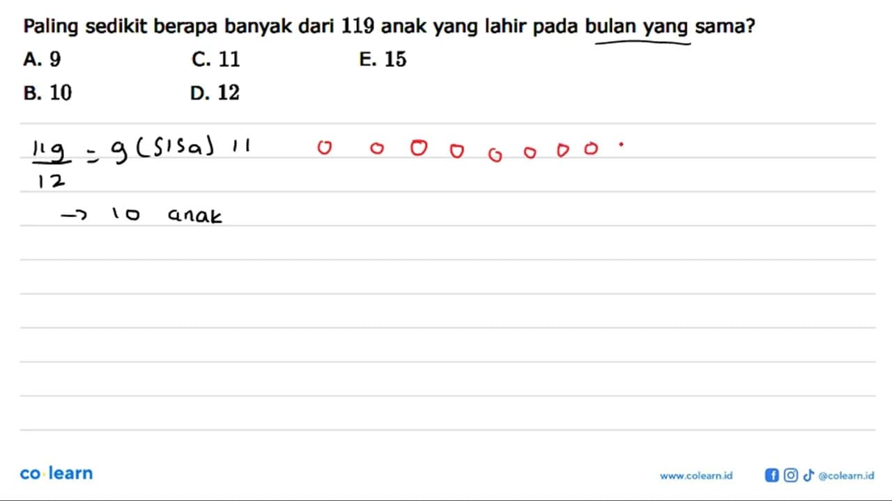 Paling sedikit berapa banyak dari 119 anak yang lahir pada