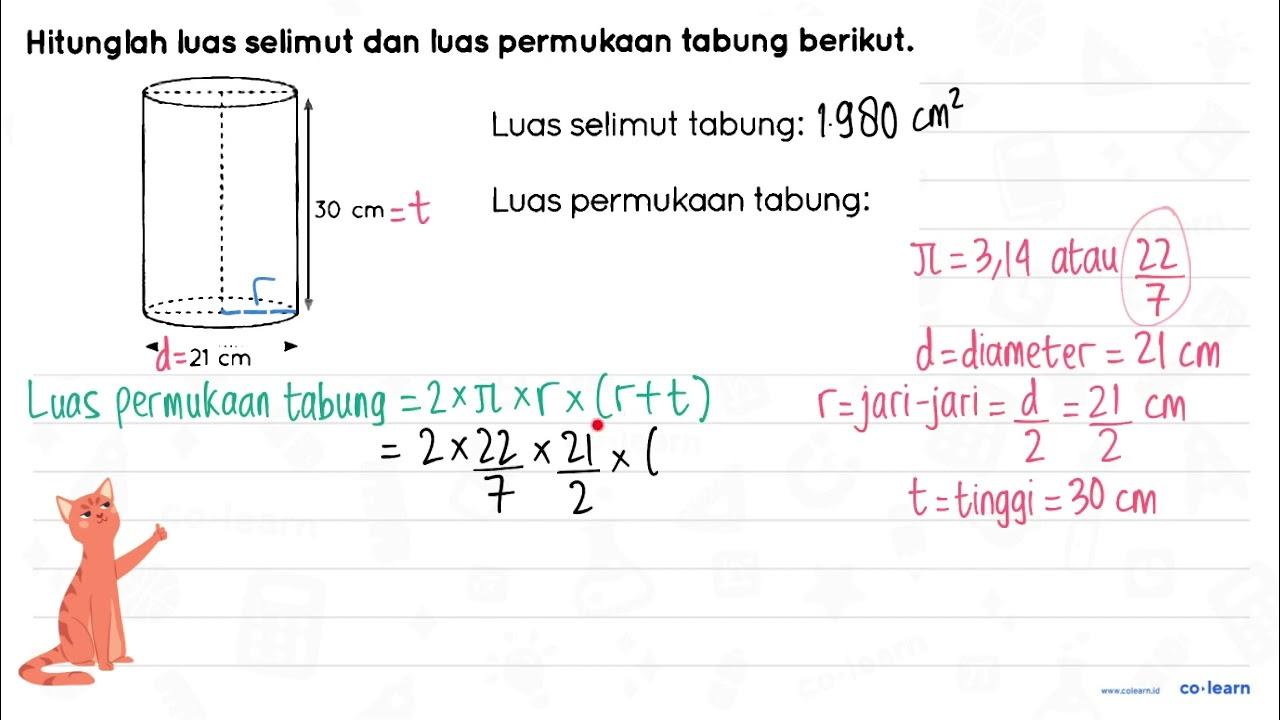 Hitunglah luas selimut dan luas permukaan tabung berikut.