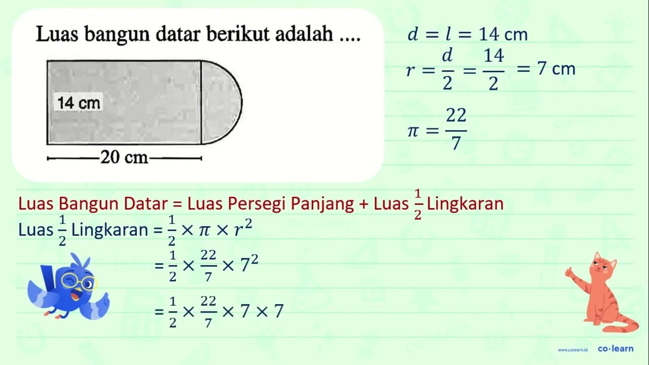 Luas bangun datar berikut adalah ... 14 cm 20 cm
