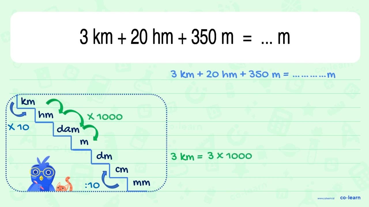 3 km +20 hm + 350 m m =