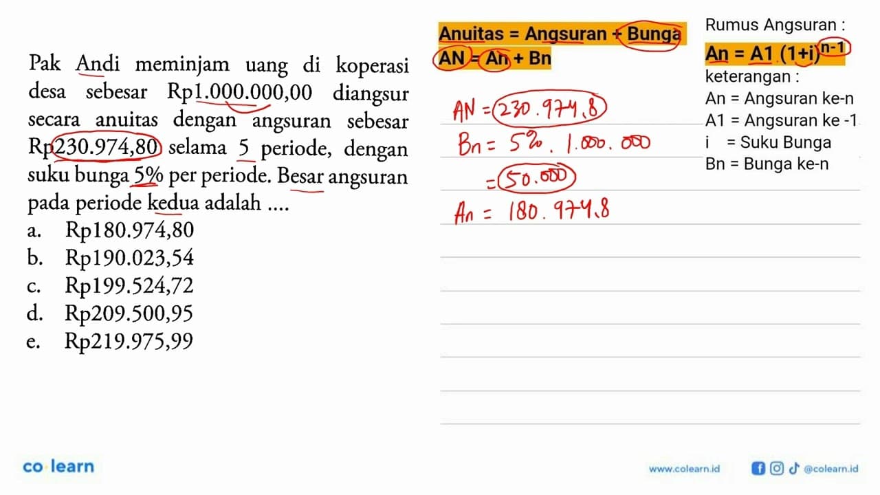 Pak Andi meminjam uang di koperasi desa sebesar