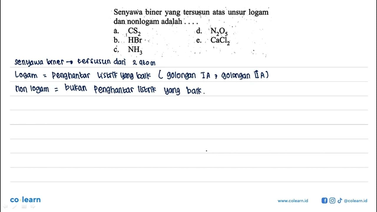 Senyawa biner yang tersusun atas unsur logam dan nonlogam