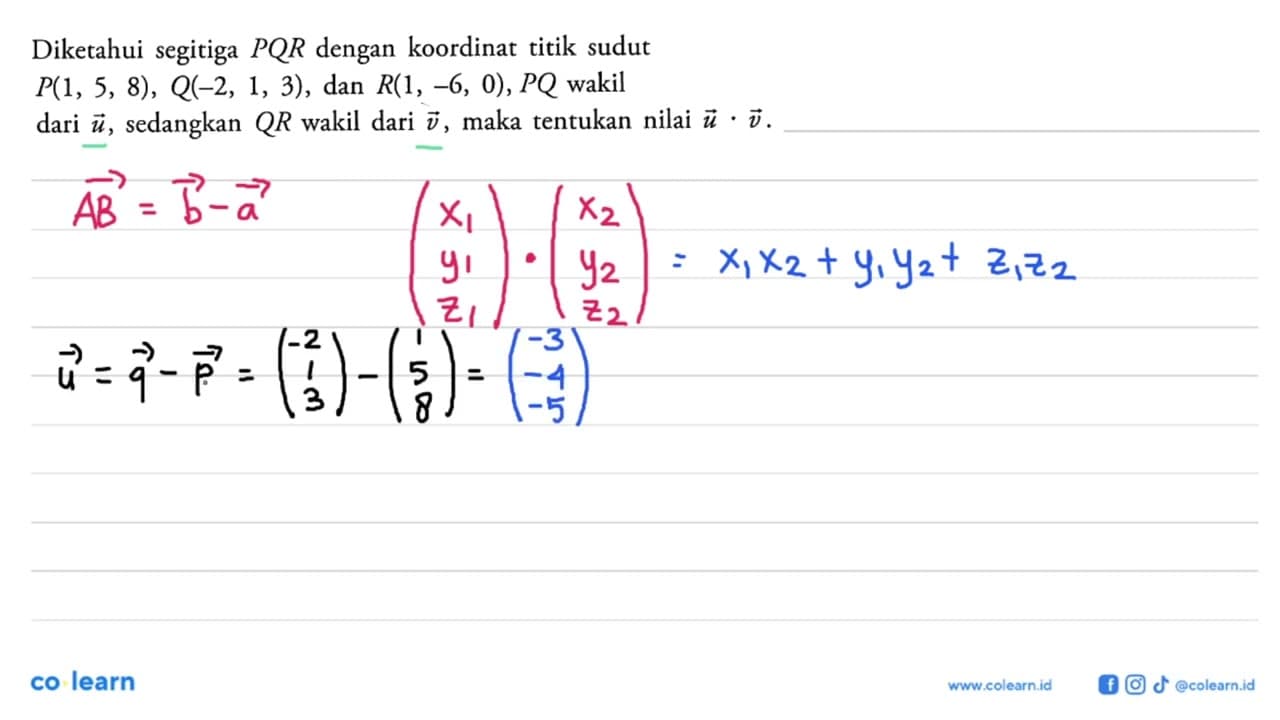 Diketahui segitiga P Q R dengan koordinat titik sudut