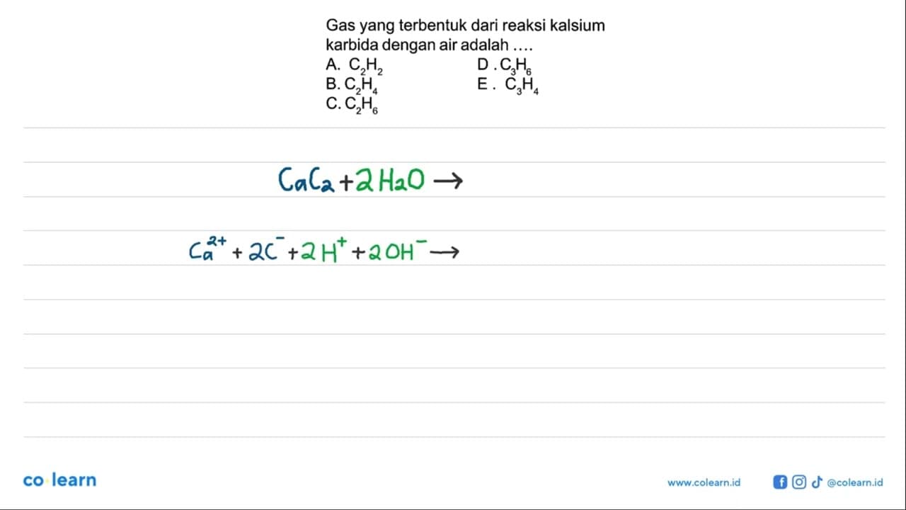 Gas yang terbentuk dari reaksi kalsium karbida dengan air