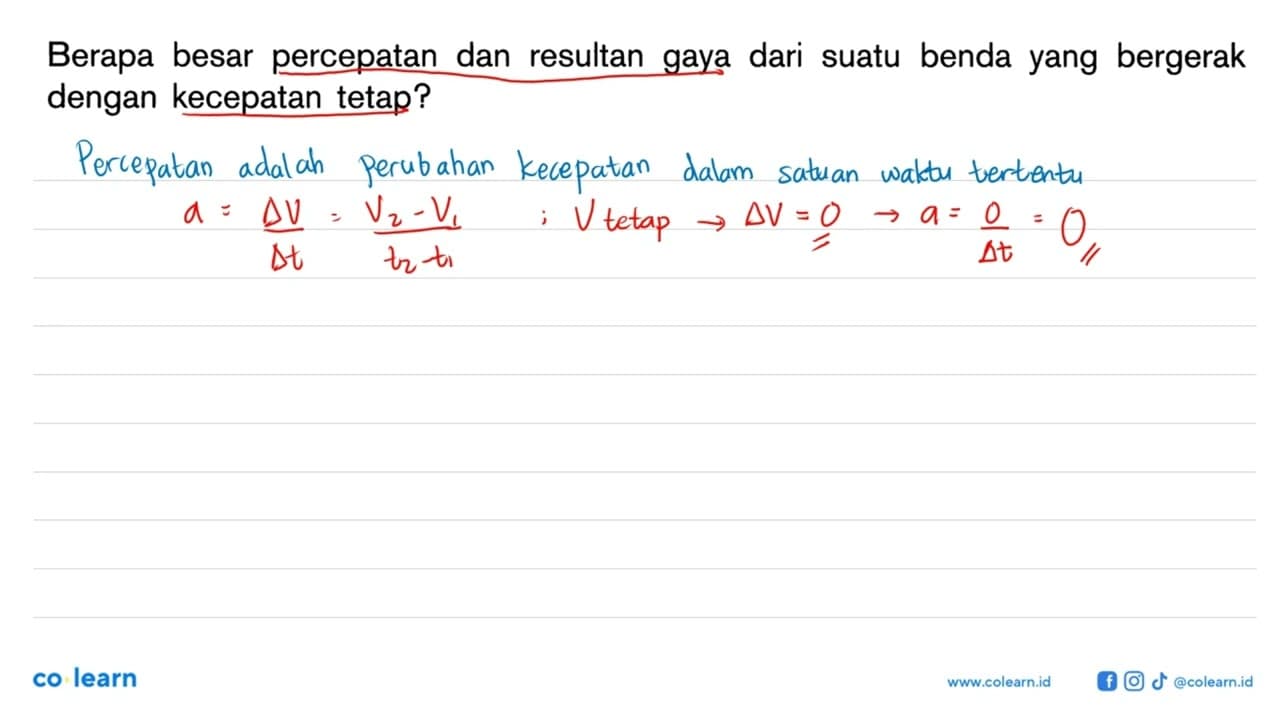 Berapa besar percepatan dan resultan gaya dari suatu benda