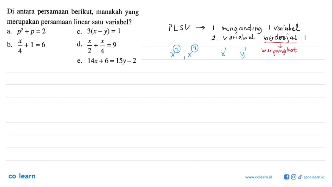 Di antara persamaan berikut, manakah yang merupakan