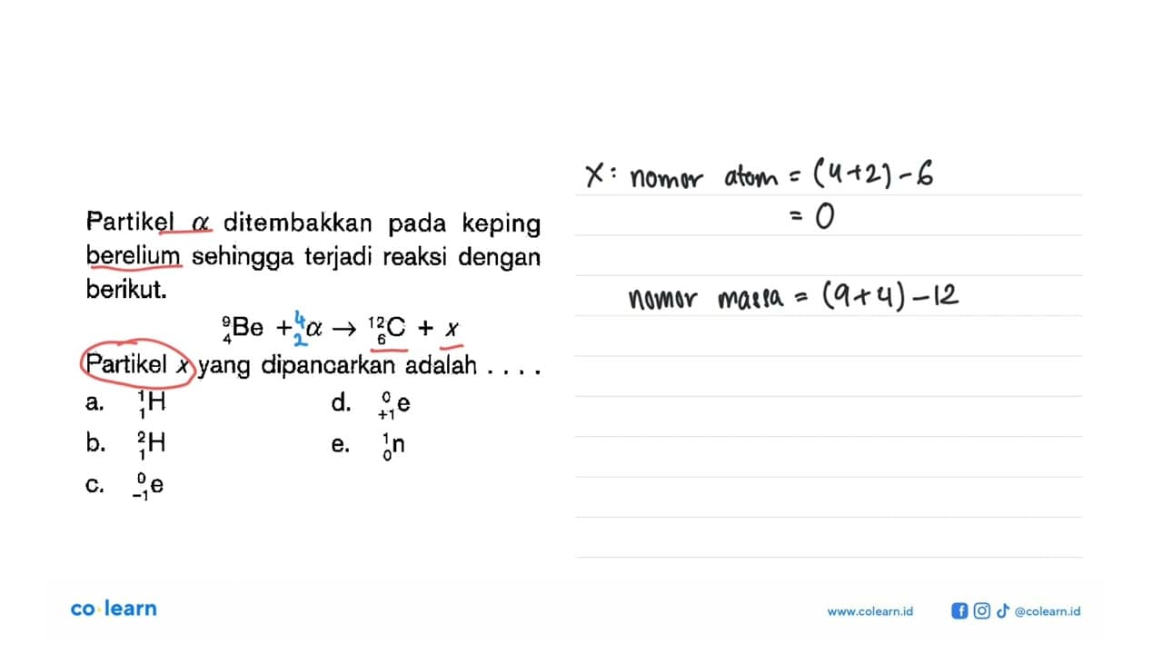 Partikel a ditembakkan pada keping berelium sehingga