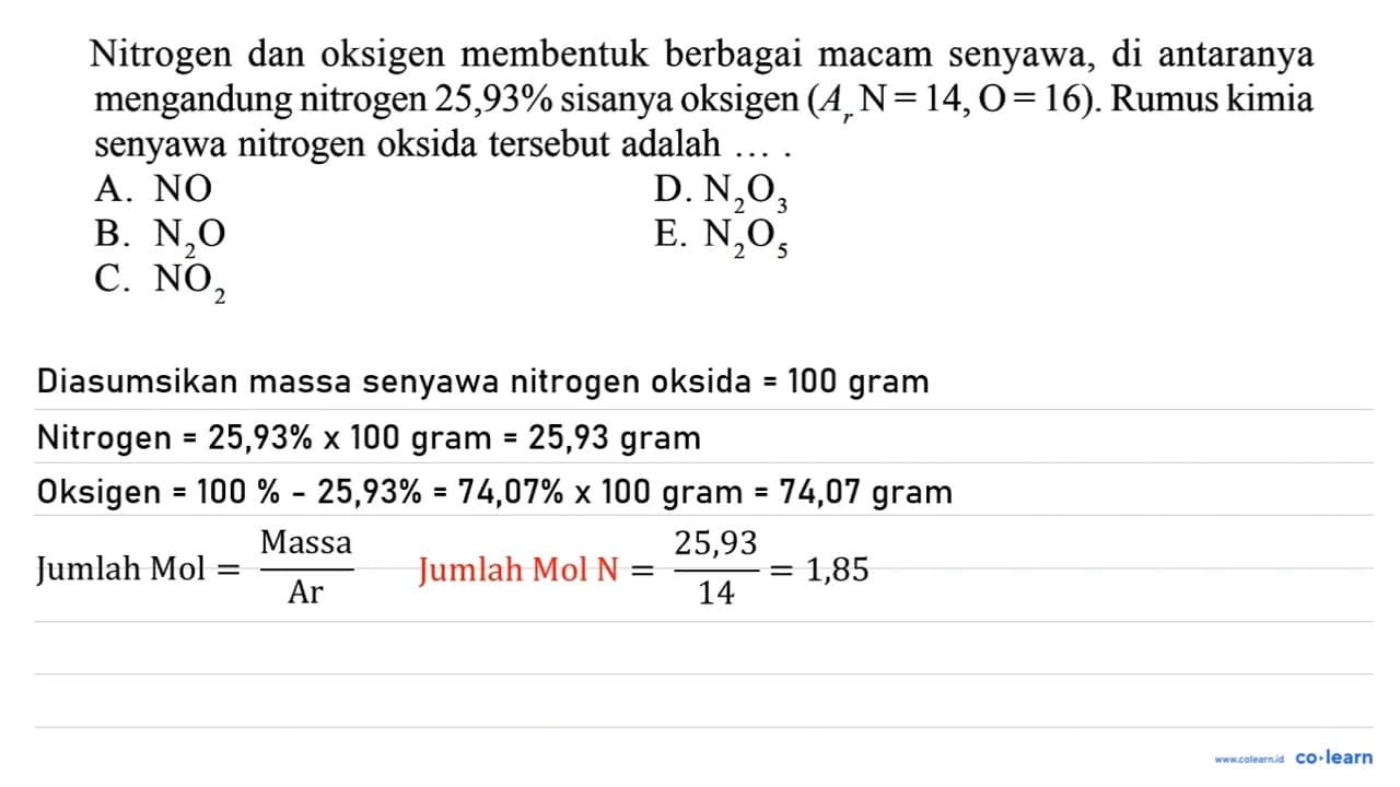 Nitrogen dan oksigen membentuk berbagai macam senyawa, di