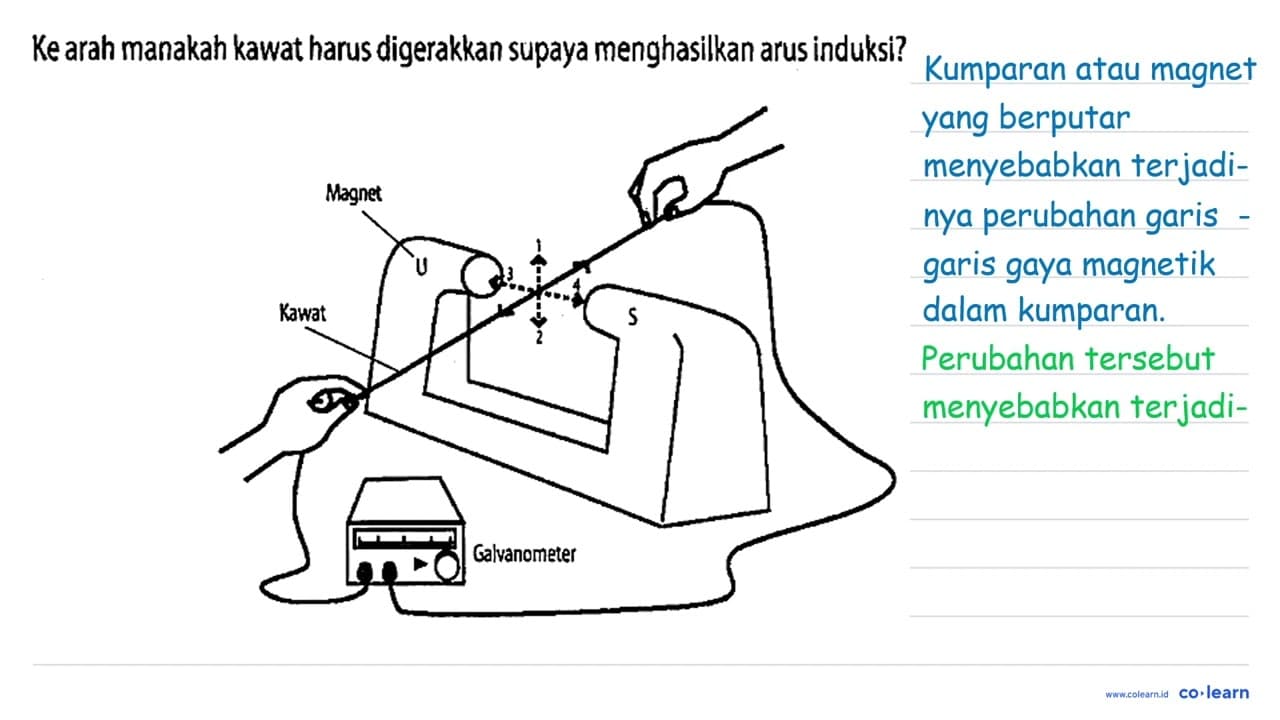 Ke arah manakah kawat harus digerakkan supaya menghasilkan