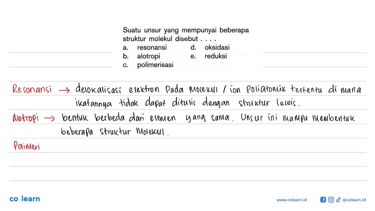 Suatu unsur yang mempunyai beberapa struktur molekul