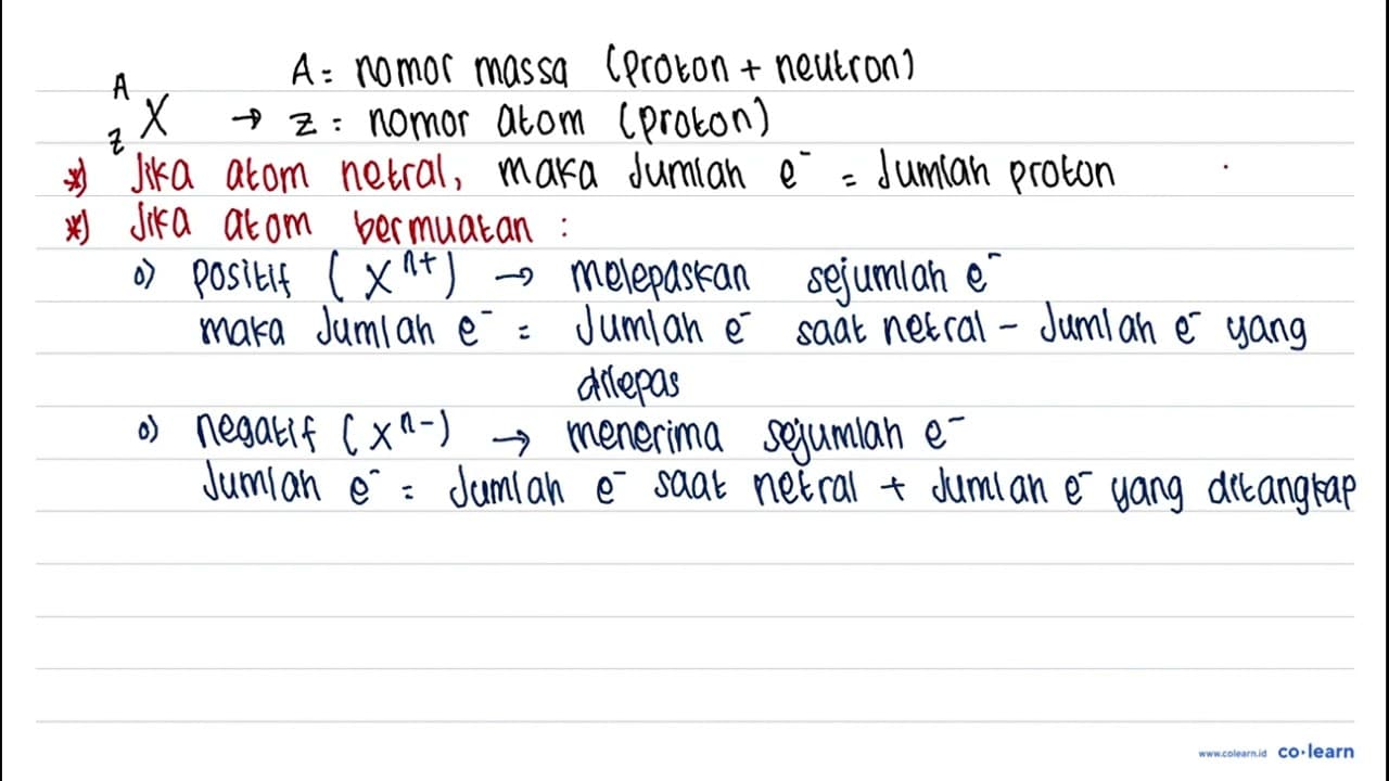 Jumlah neutron, proton, dan elektron yang terdapat dalam