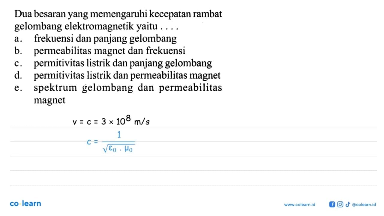 Dua besaran yang memengaruhi kecepatan rambat gelombang