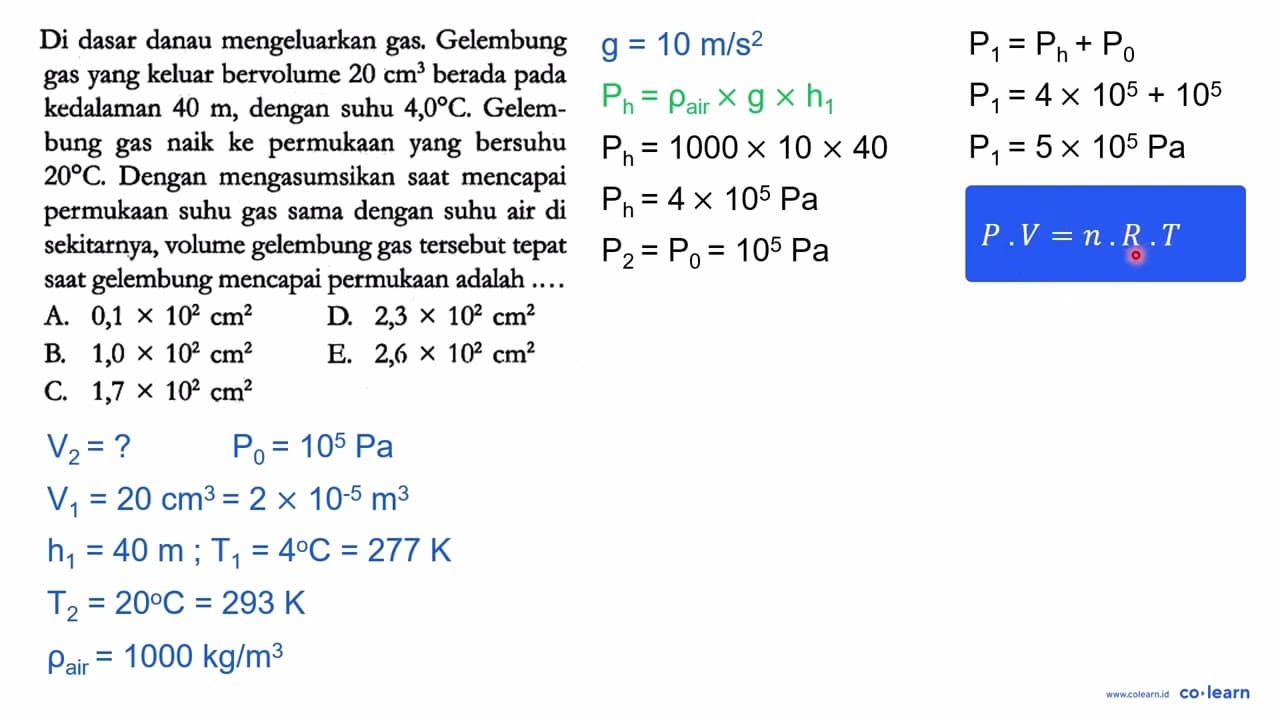 Di dasar danau mengeluarkan gas. Gelembung gas yang keluar