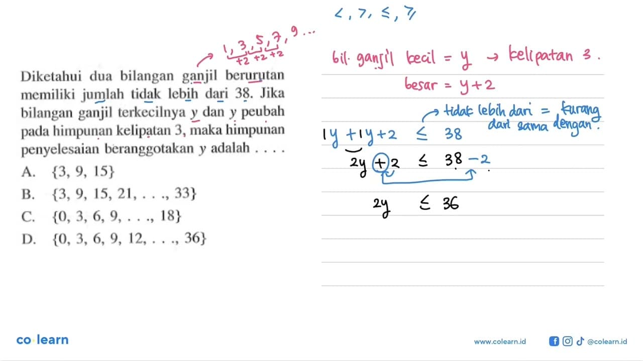 Diketahui dua bilangan ganjil berurutan memiliki jumlah