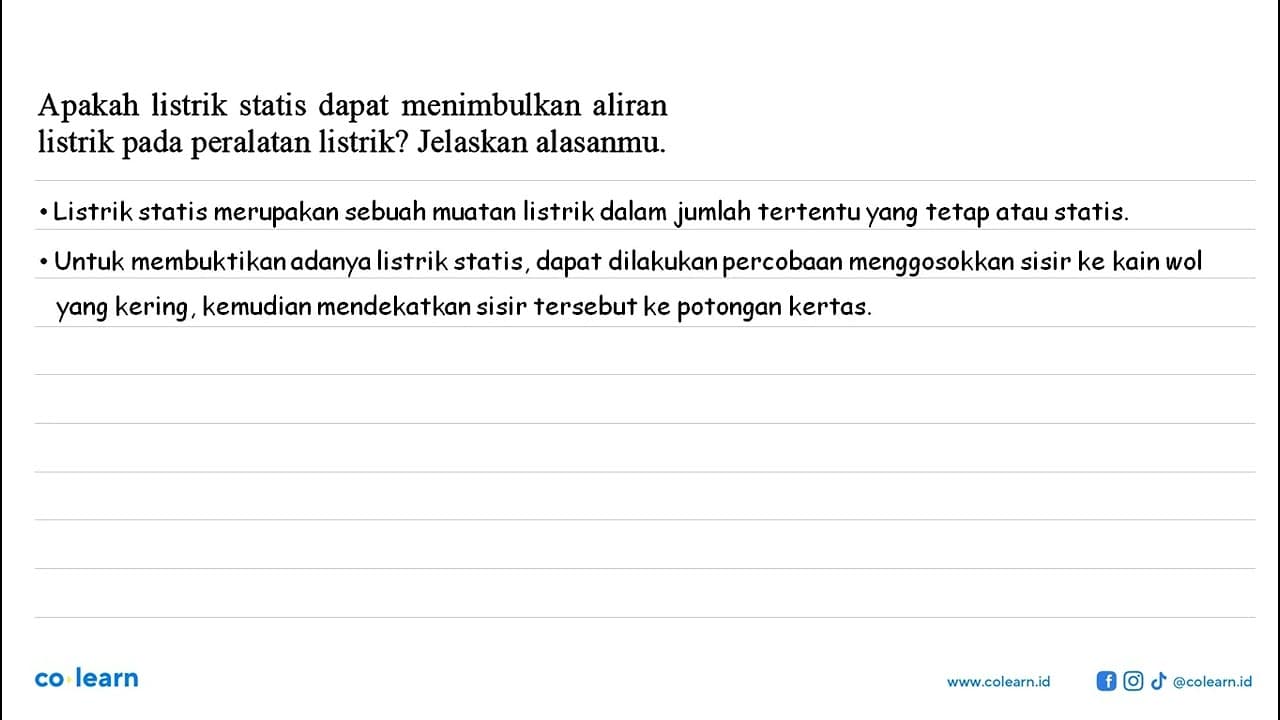 Apakah listrik statis dapat menimbulkan aliran listrik pada