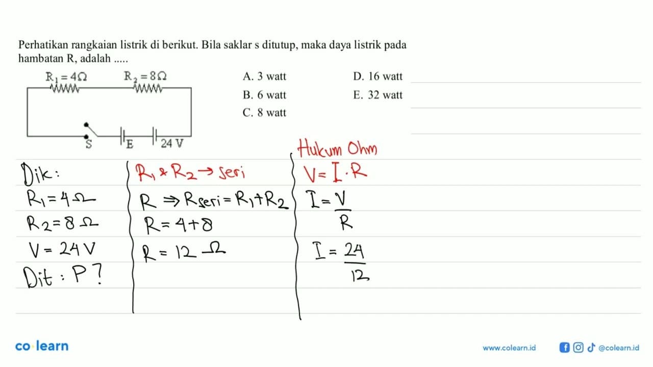 Perhatikan rangkaian listrik di berikut. Bila saklar s