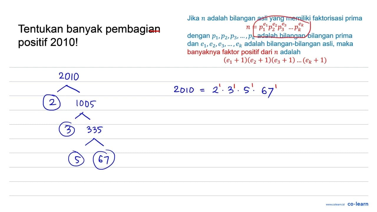 Tentukan banyak pembagian positif 2010 !