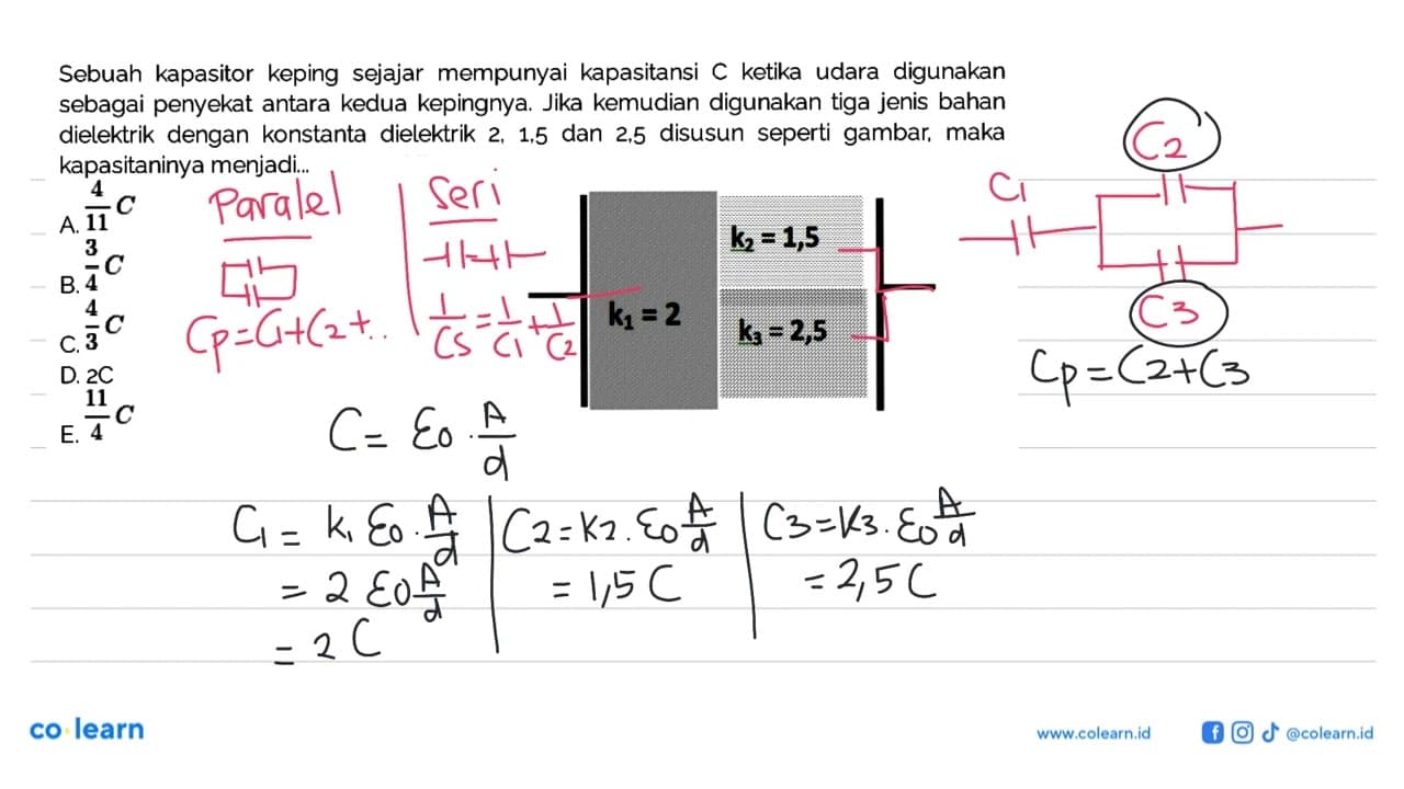 Sebuah kapasitor keping sejajar mempunyai kapasitansi C