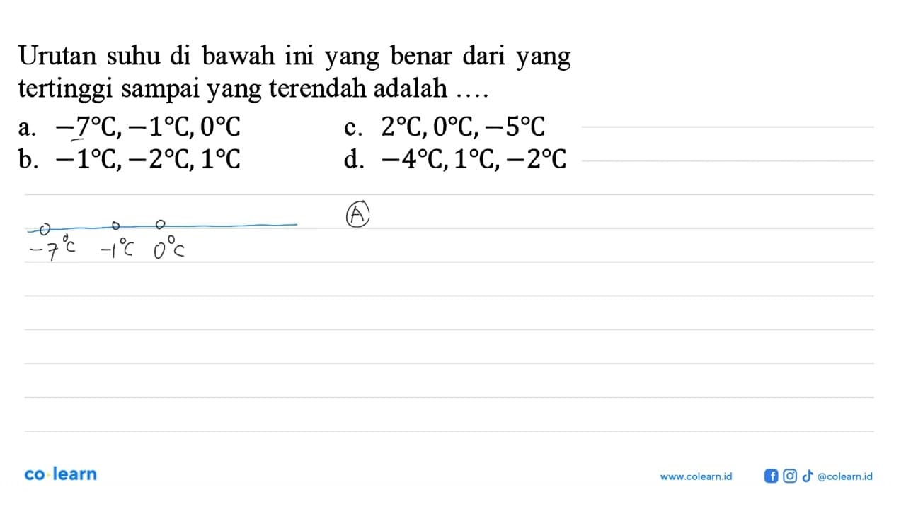 Urutan suhu di bawah ini yang benar dari yang tertinggi