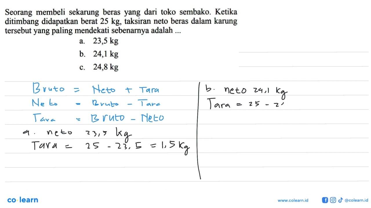 Seorang membeli sekarung beras yang dari toko sembako.