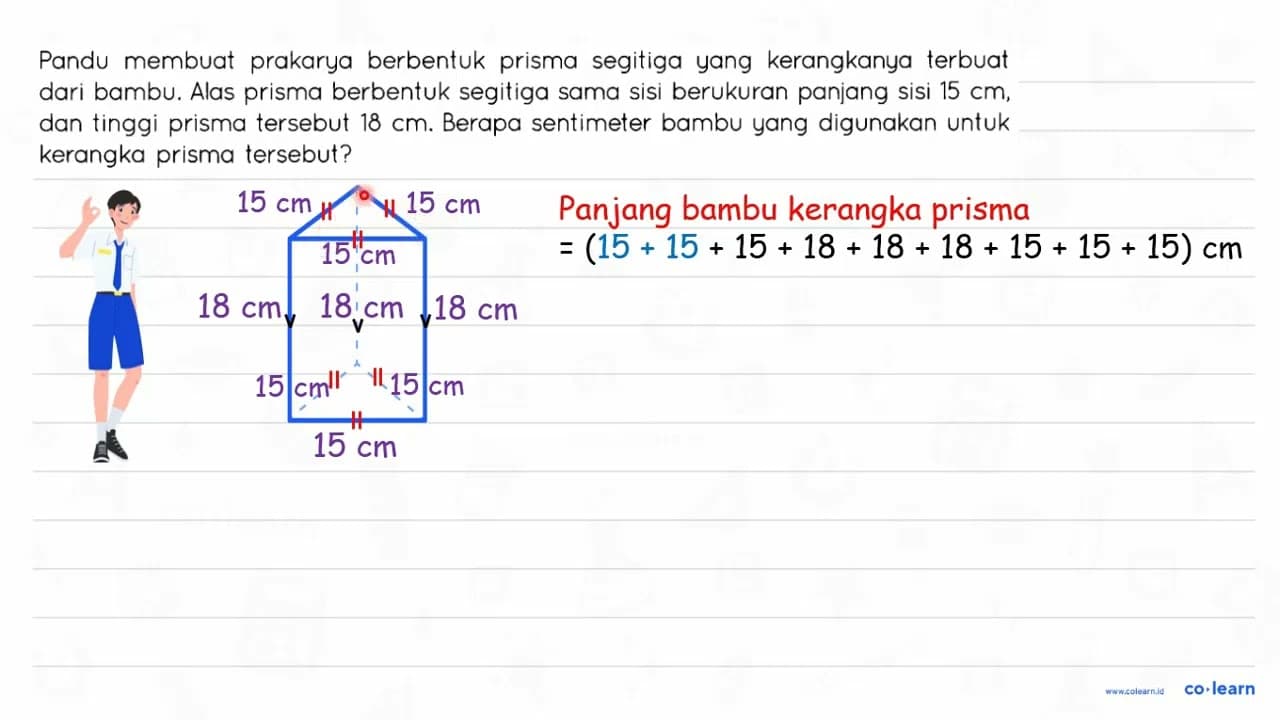 Pandu membuat prakarya berbentuk prisma segitiga yang