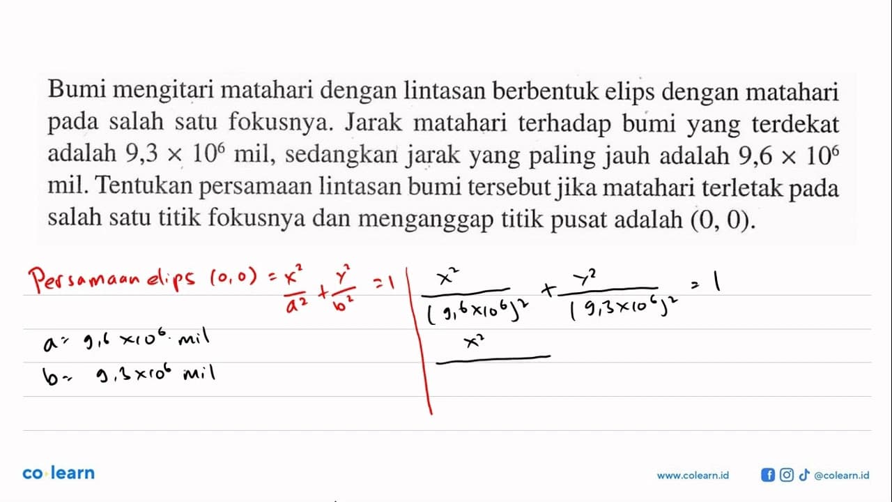 Bumi mengelilingi matahari dengan lintasan berbentuk elips