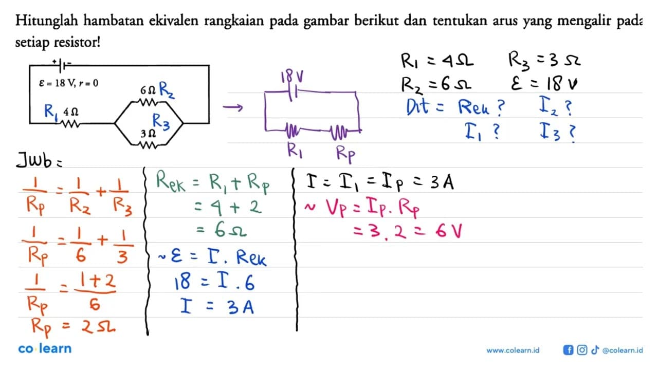 Hitunglah hambatan ekivalen rangkaian pada gambar berikut