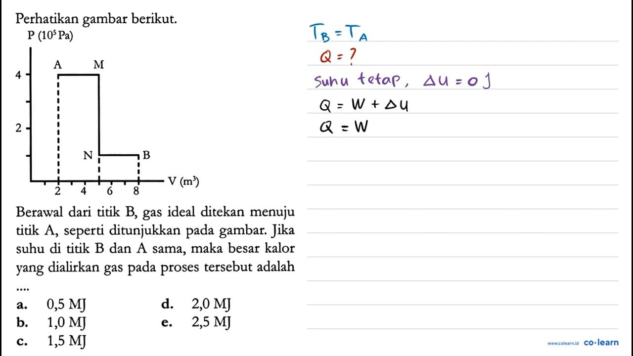 Perhatikan gambar berikut. Berawal dari titik B, gas ideal