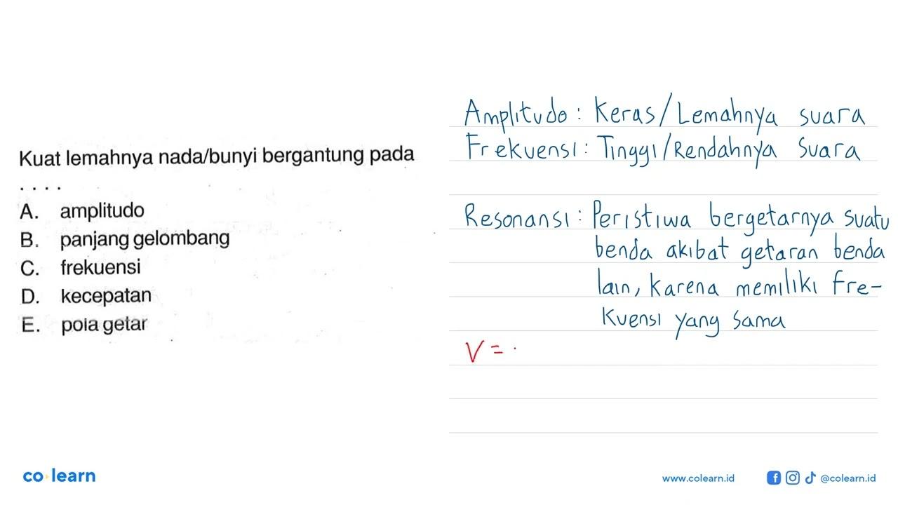 Kuat lemahnya nada/bunyi bergantung pada