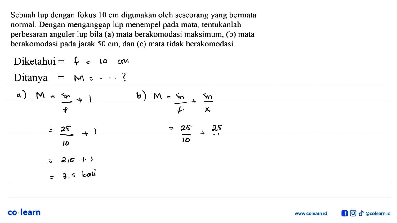 Sebuah lup dengan fokus 10 cm digunakan oleh seseorang yang